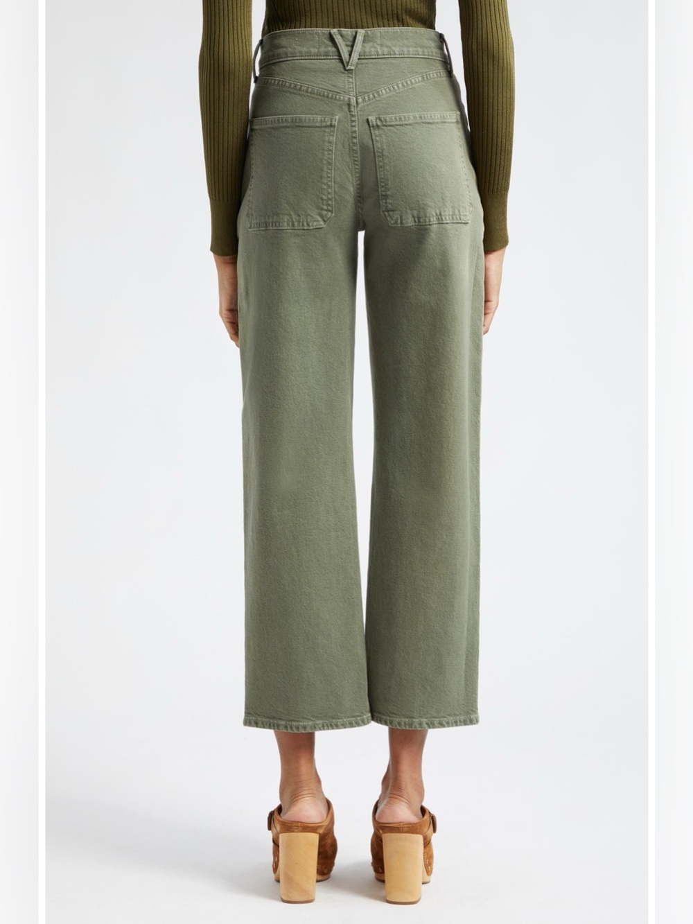 Like New! Veronica Beard Crosbie High Waist Crop Wide Leg Green Jeans Size 31/12 - Picture 3 of 12